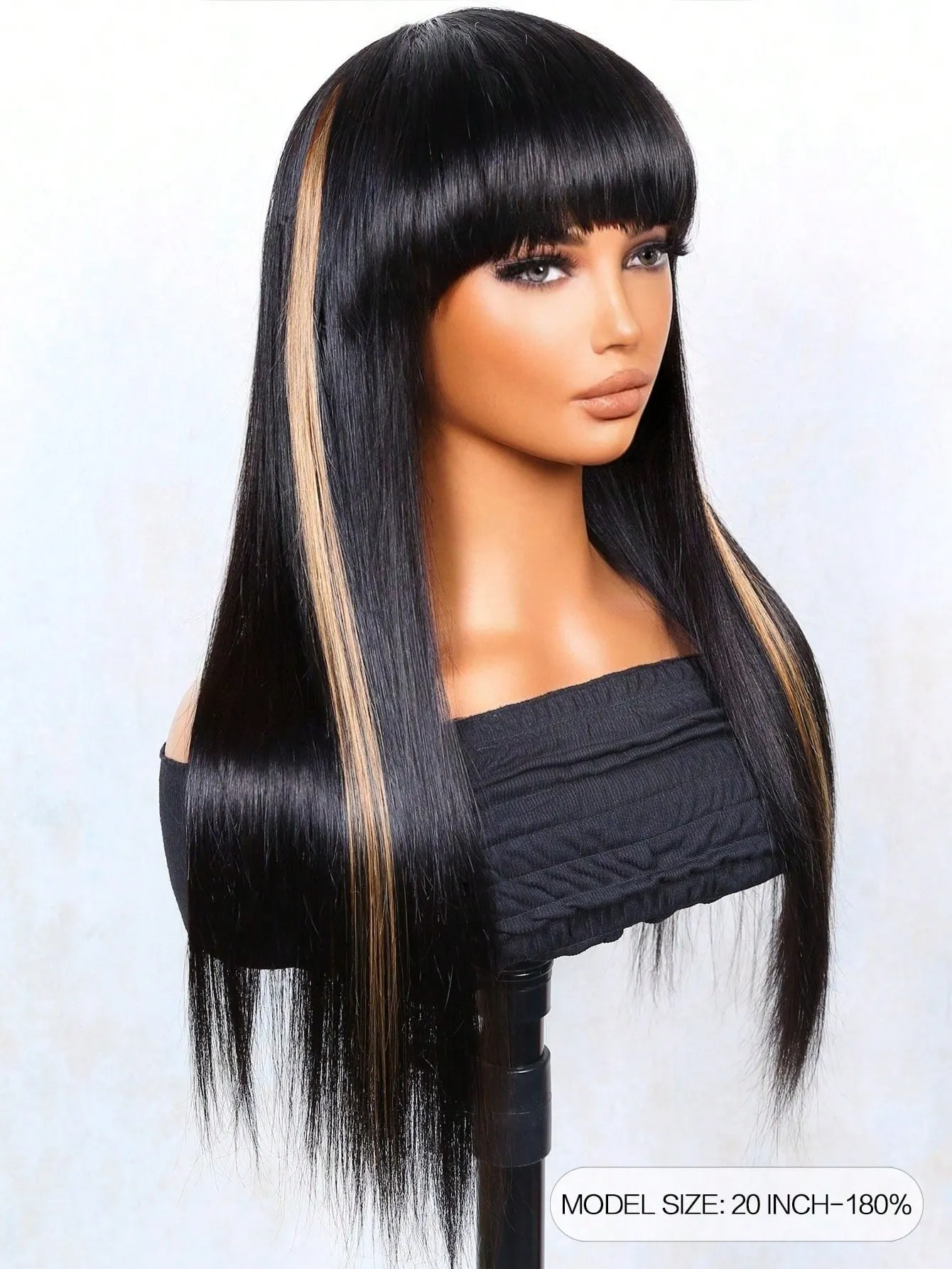 Straight Human Hair Wig With Bangs