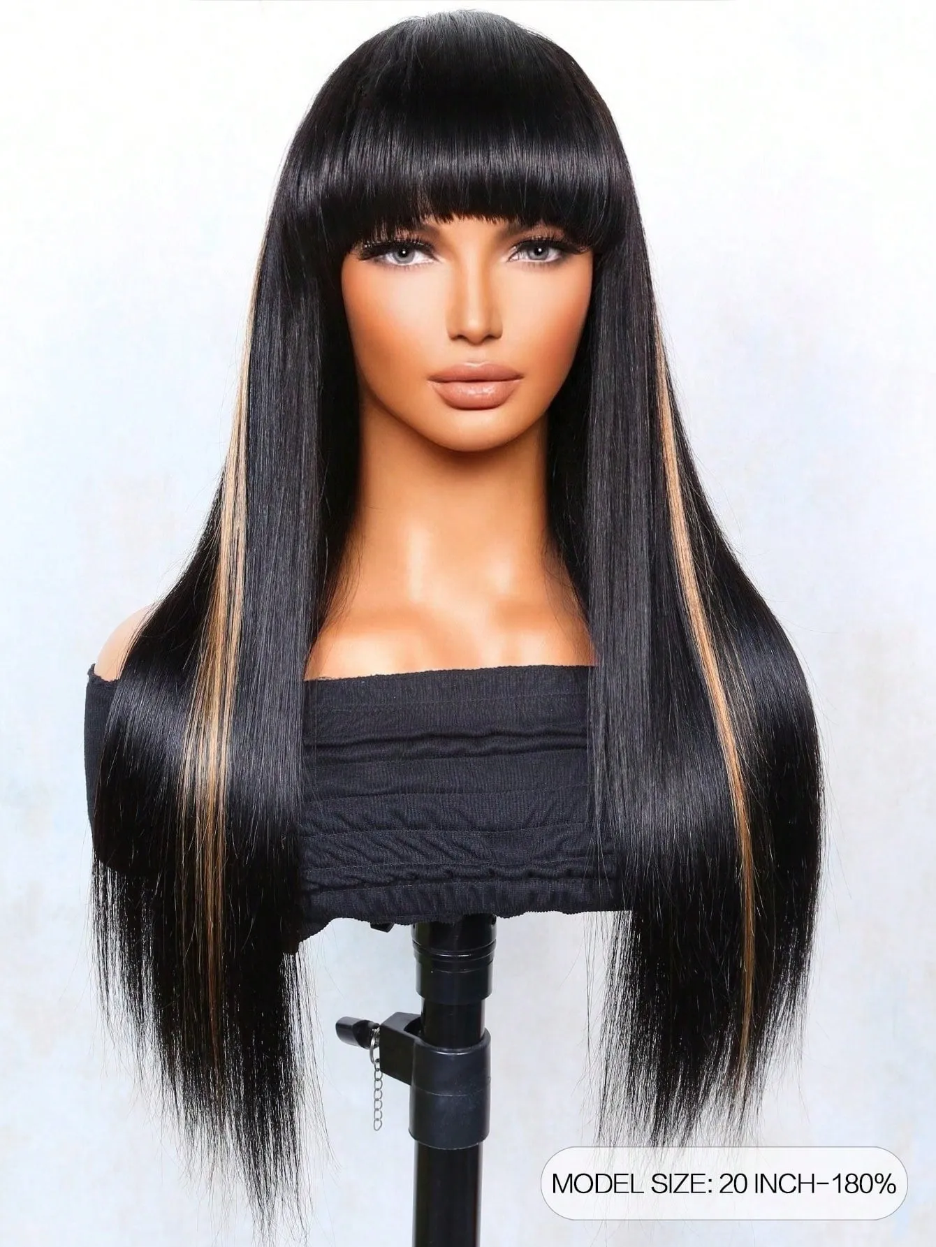 Straight Human Hair Wig With Bangs