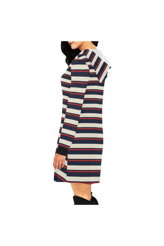 striped tunic hood All Over Print Hoodie Mini Dress (Model H27)