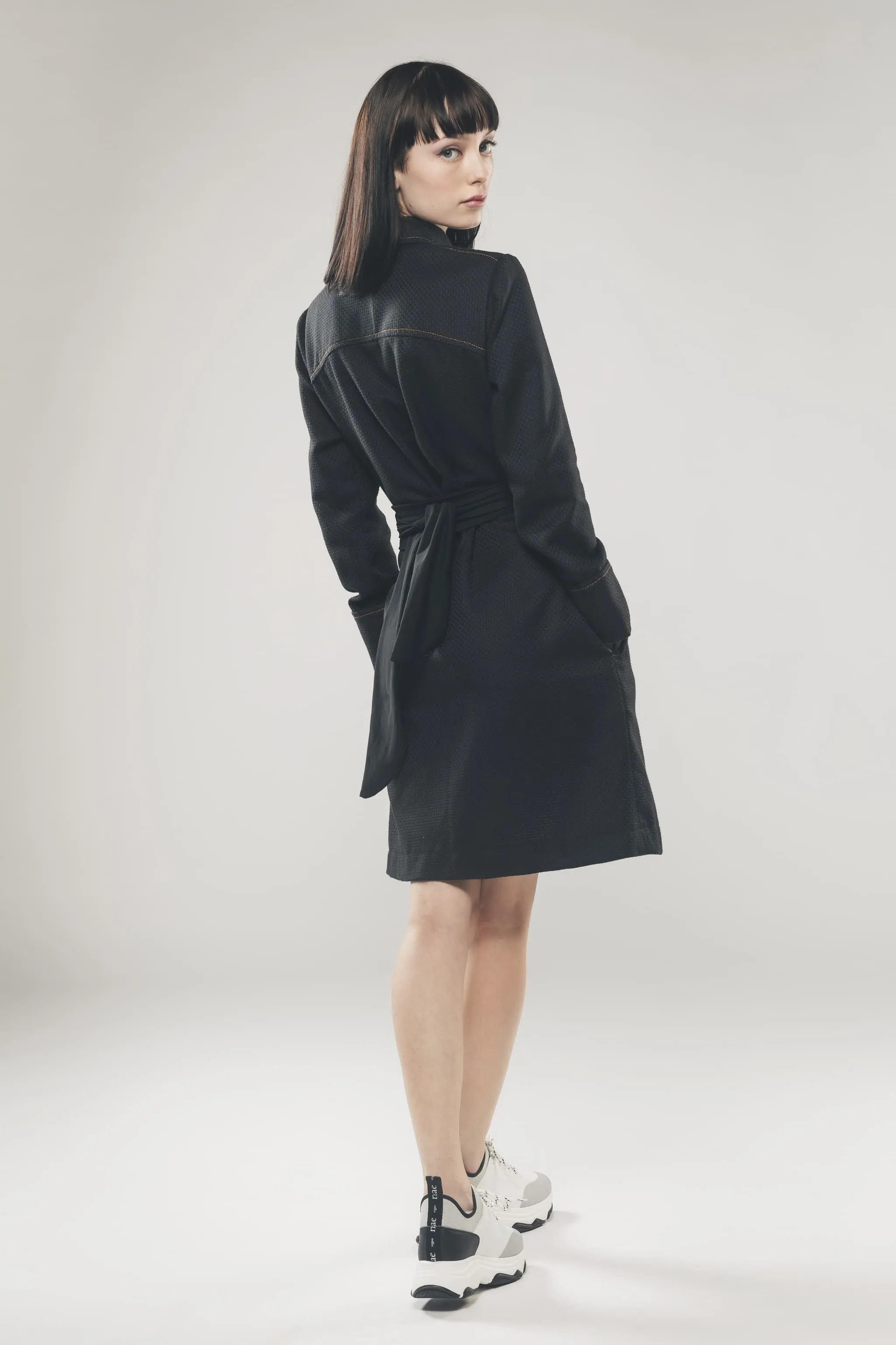 Structured Shirt Dress in Black