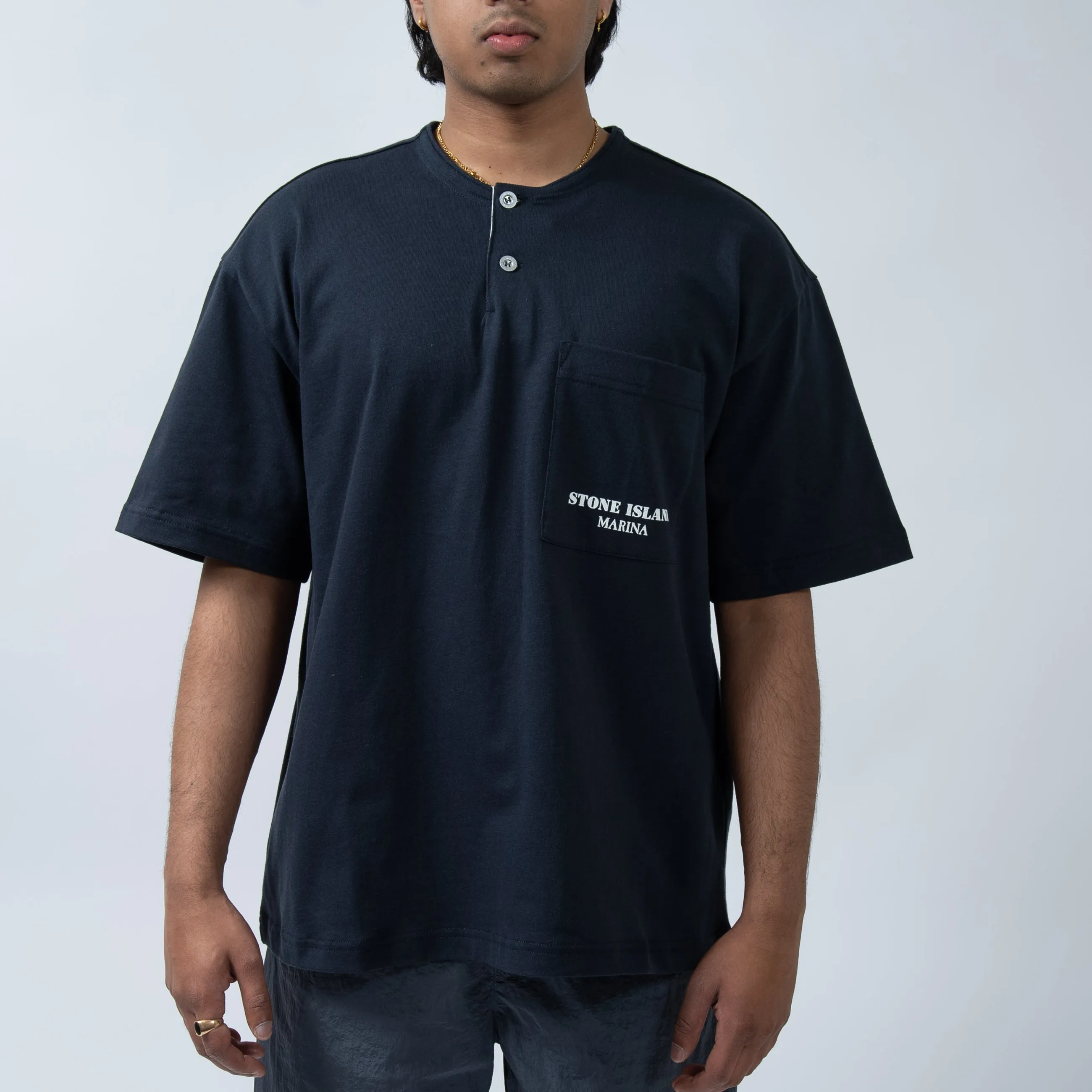 T-Shirt SS Henley Marina - Navy 2079