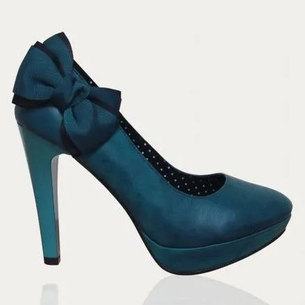 Teal Blue Platform High Heel Court Shoes