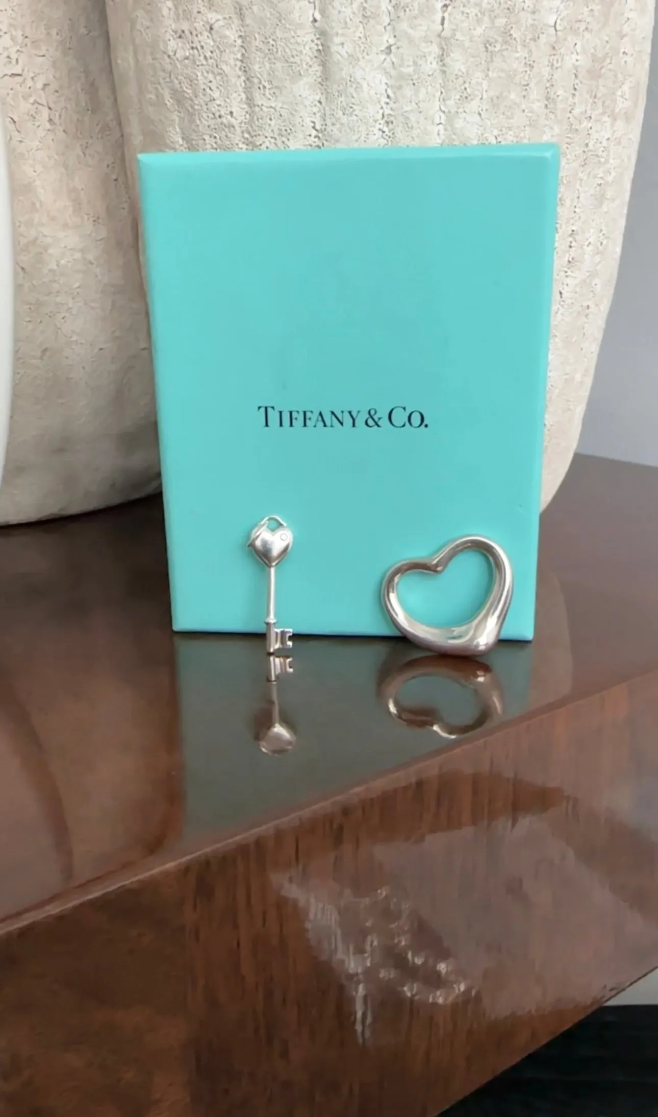 Tiffany & Co.  Sterling Silver Small Key Charm with Diamond