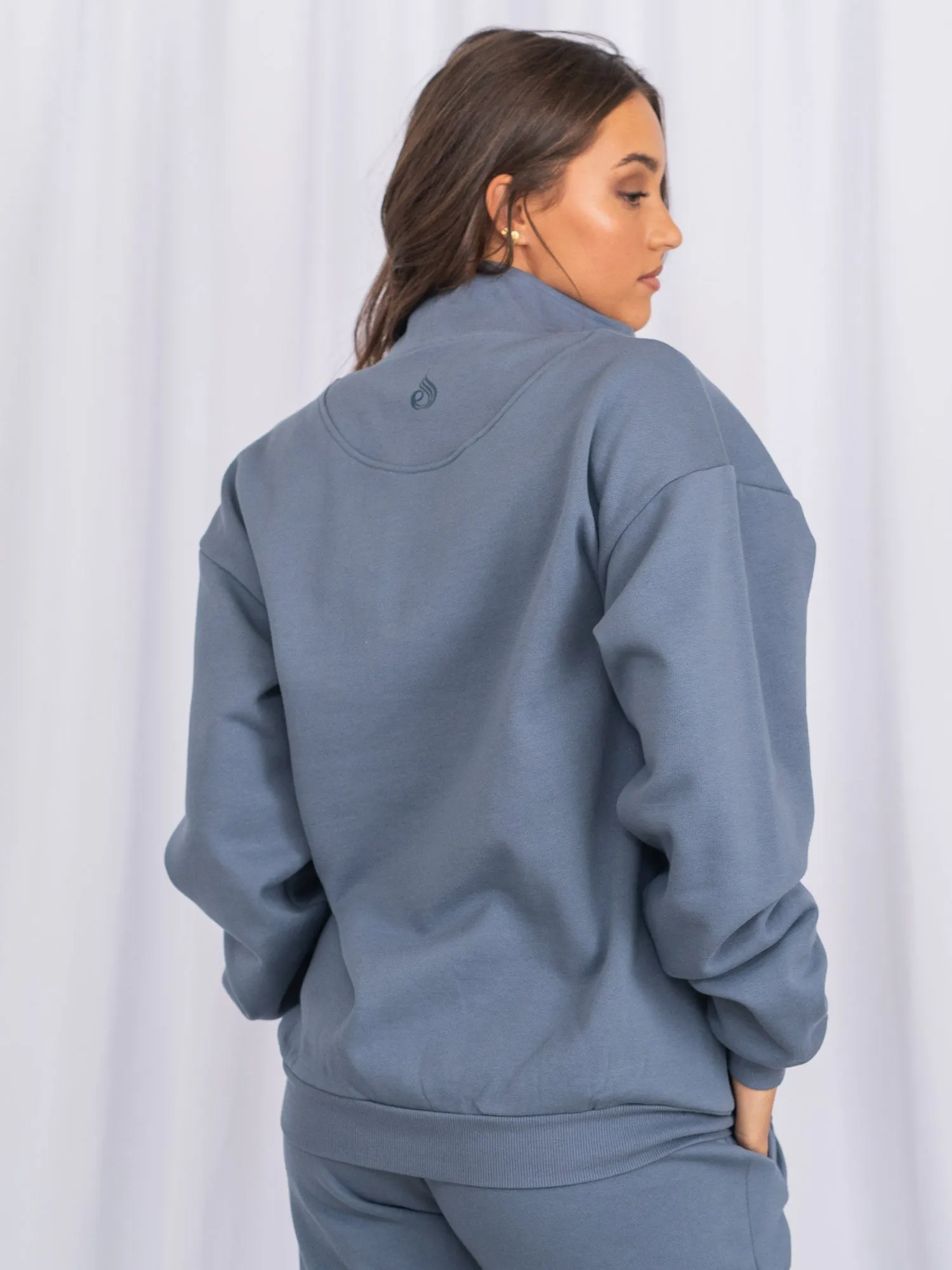 Unisex Half Zip Jumper - Denim Blue