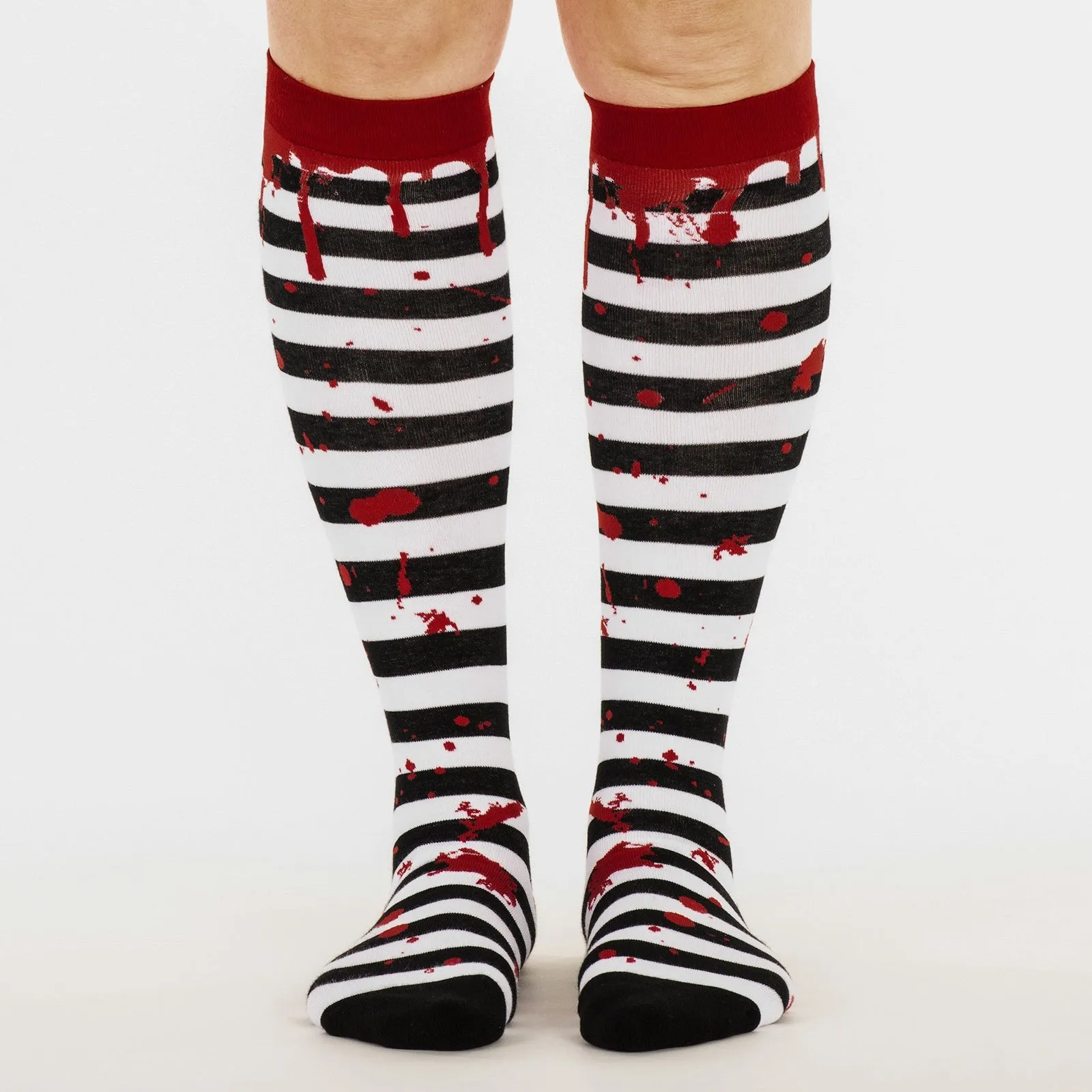 Unisex Striped Blood Spatter Knee High Socks