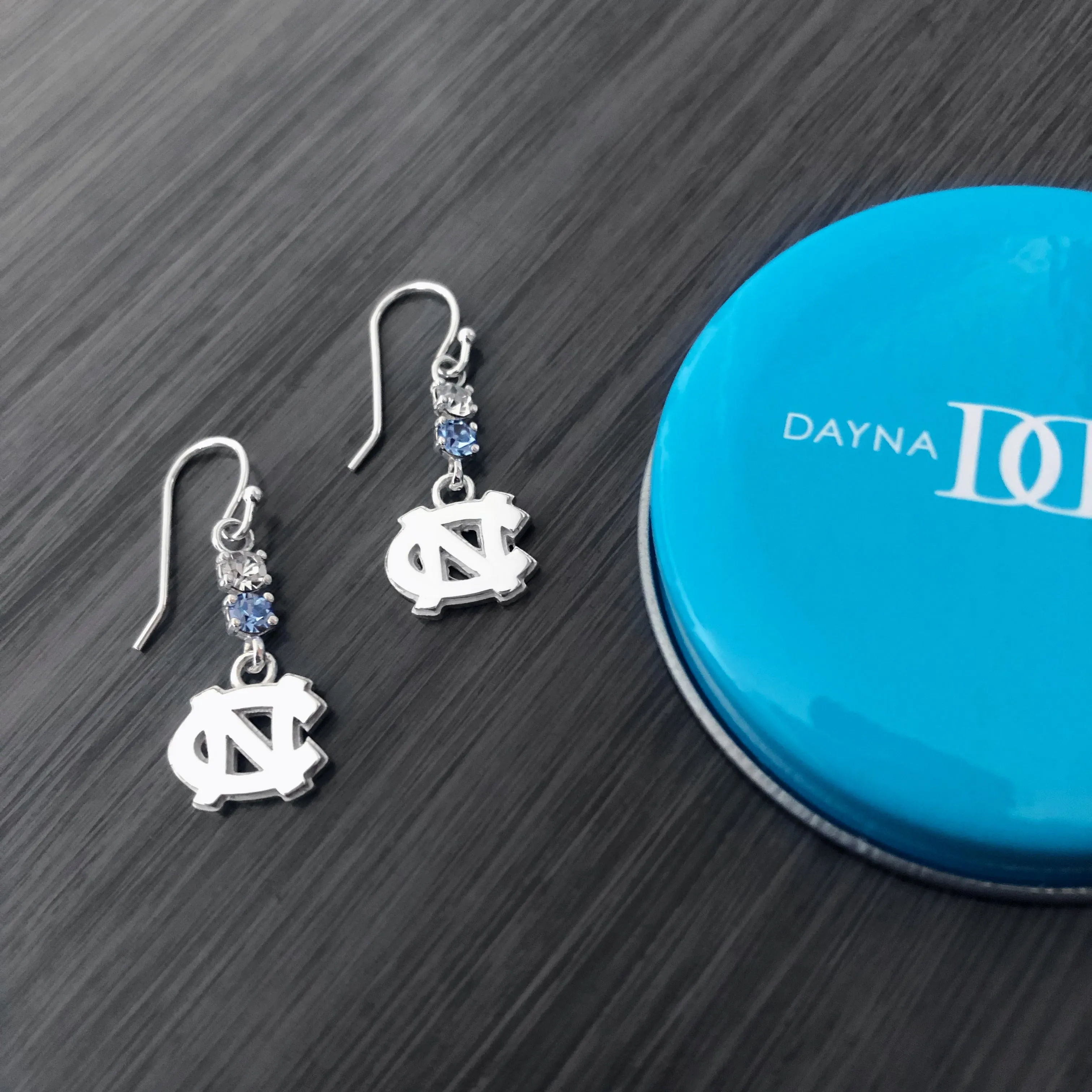 University of North Carolina Crystal Dangle Earrings - Silver