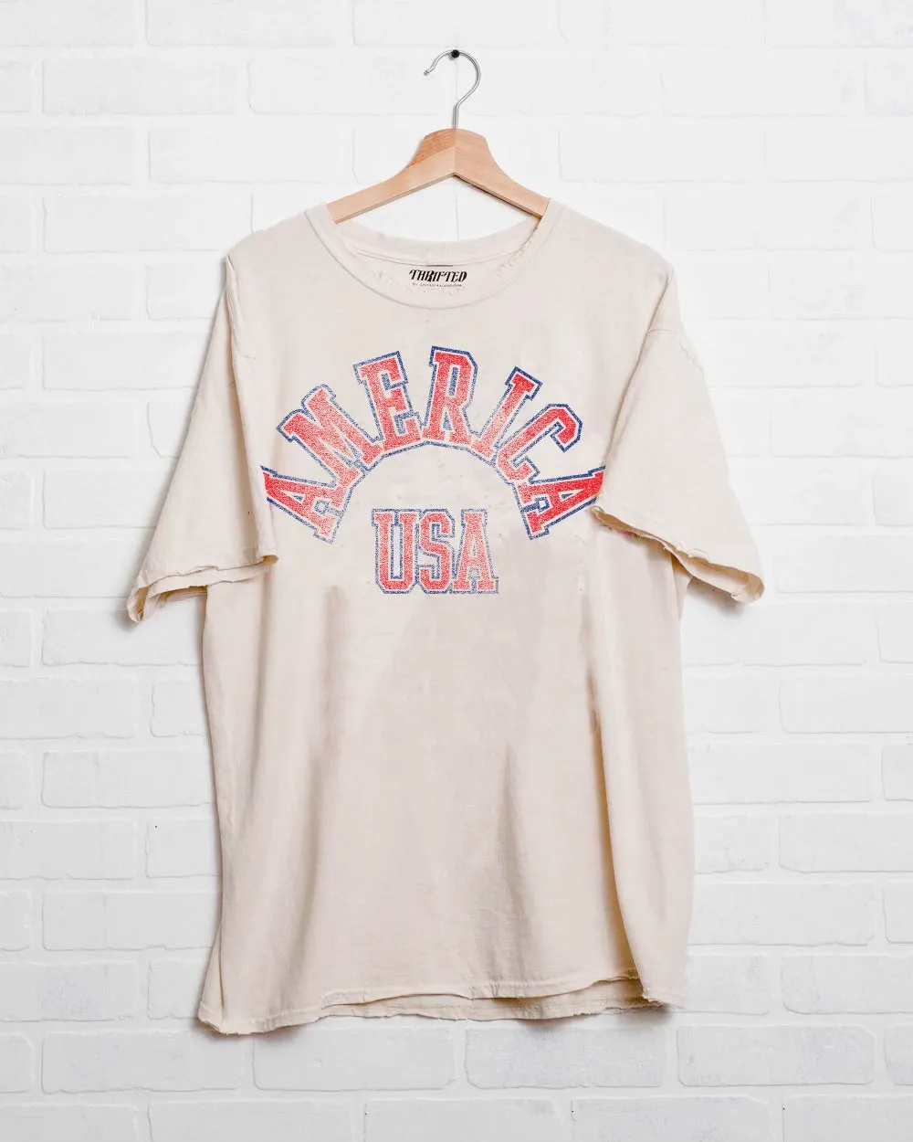 USA Mega Arch Off White Thrifted Tee