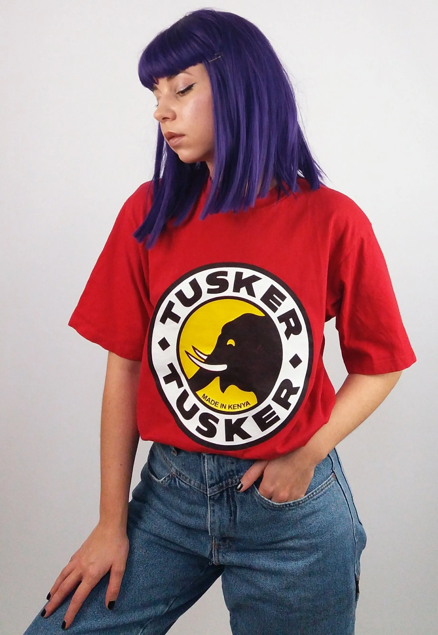 Vintage 90's TUSKER African Beer Unisex T-shirt Red