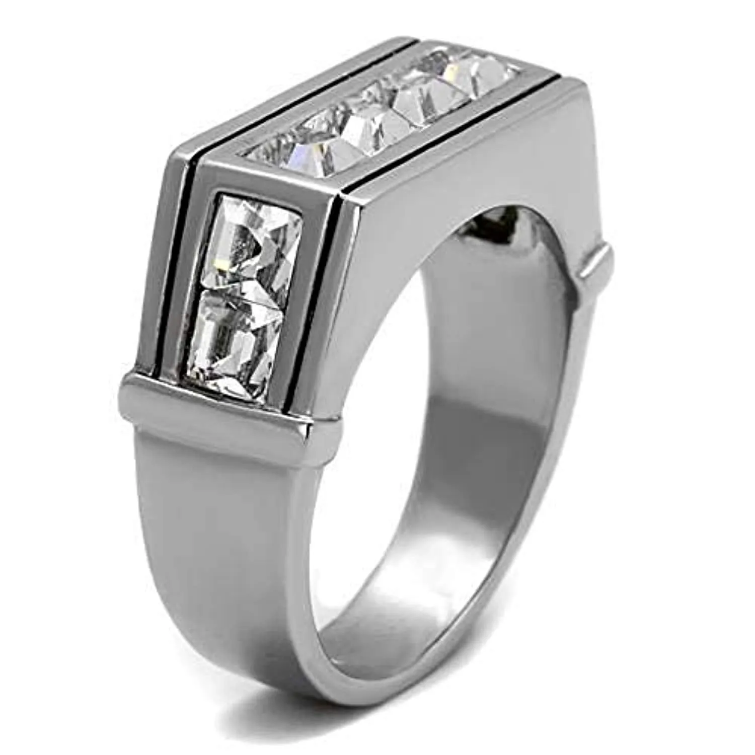 WildKlass Stainless Steel Ring High Polished Men Top Grade Crystal Clear