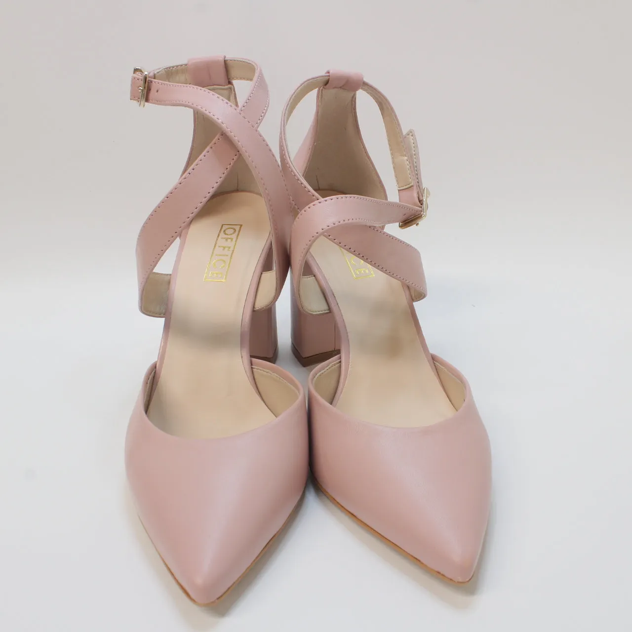 Womens Office Marne Cross Strap Courts Pink Leather