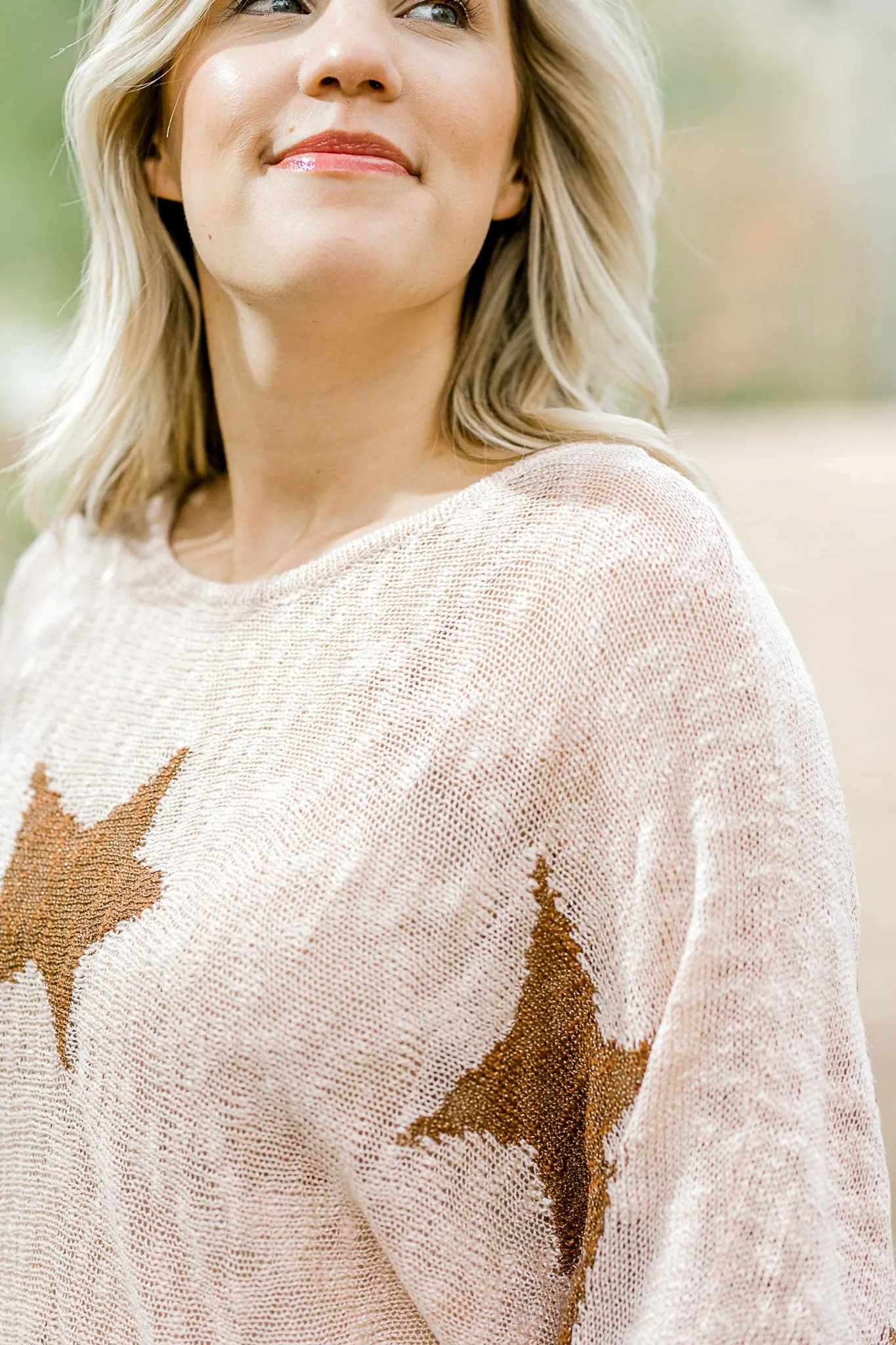 X Blush Shimmer Star Sweater