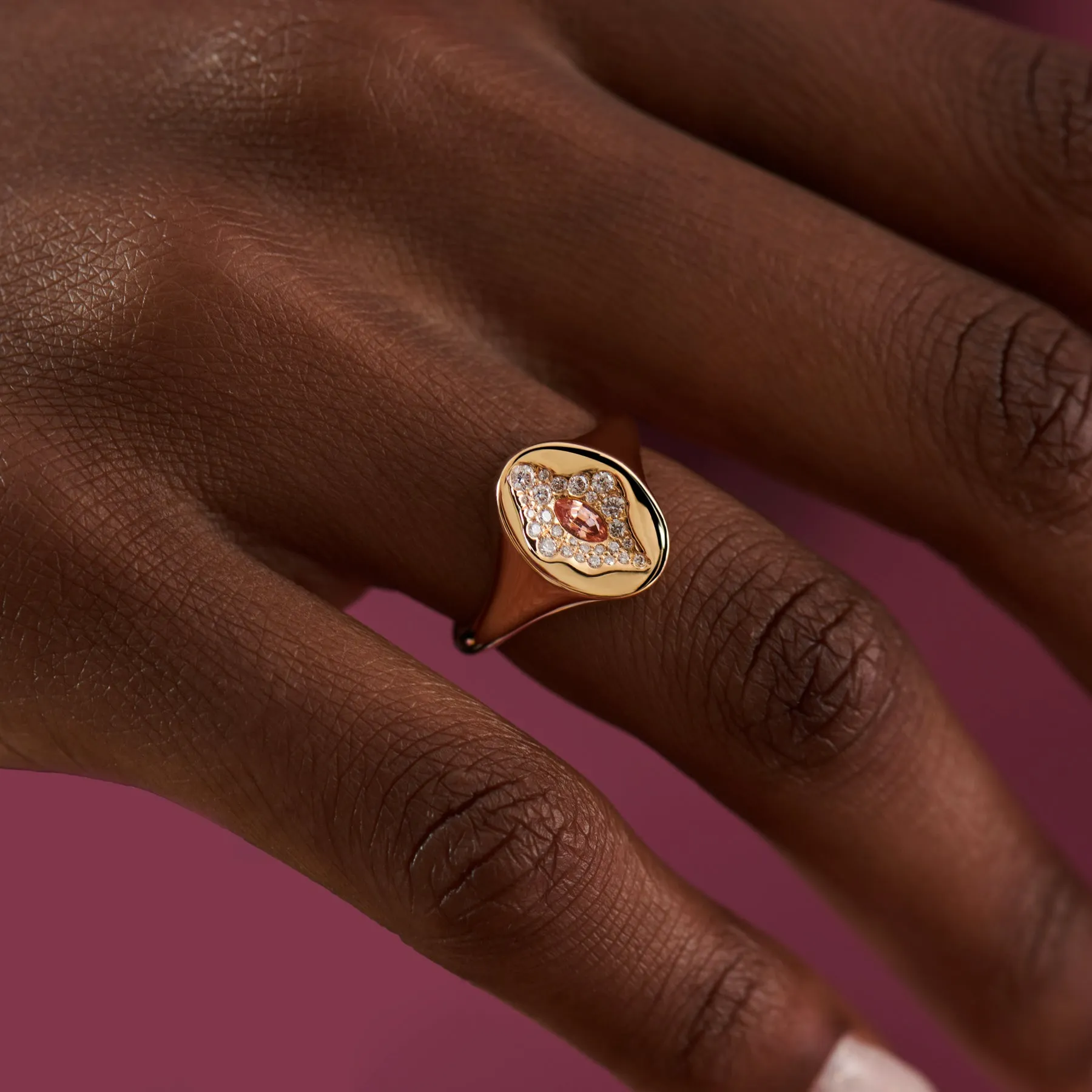 Yoni Diamond & Padparadscha Statement Ring