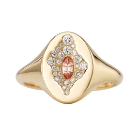 Yoni Diamond & Padparadscha Statement Ring