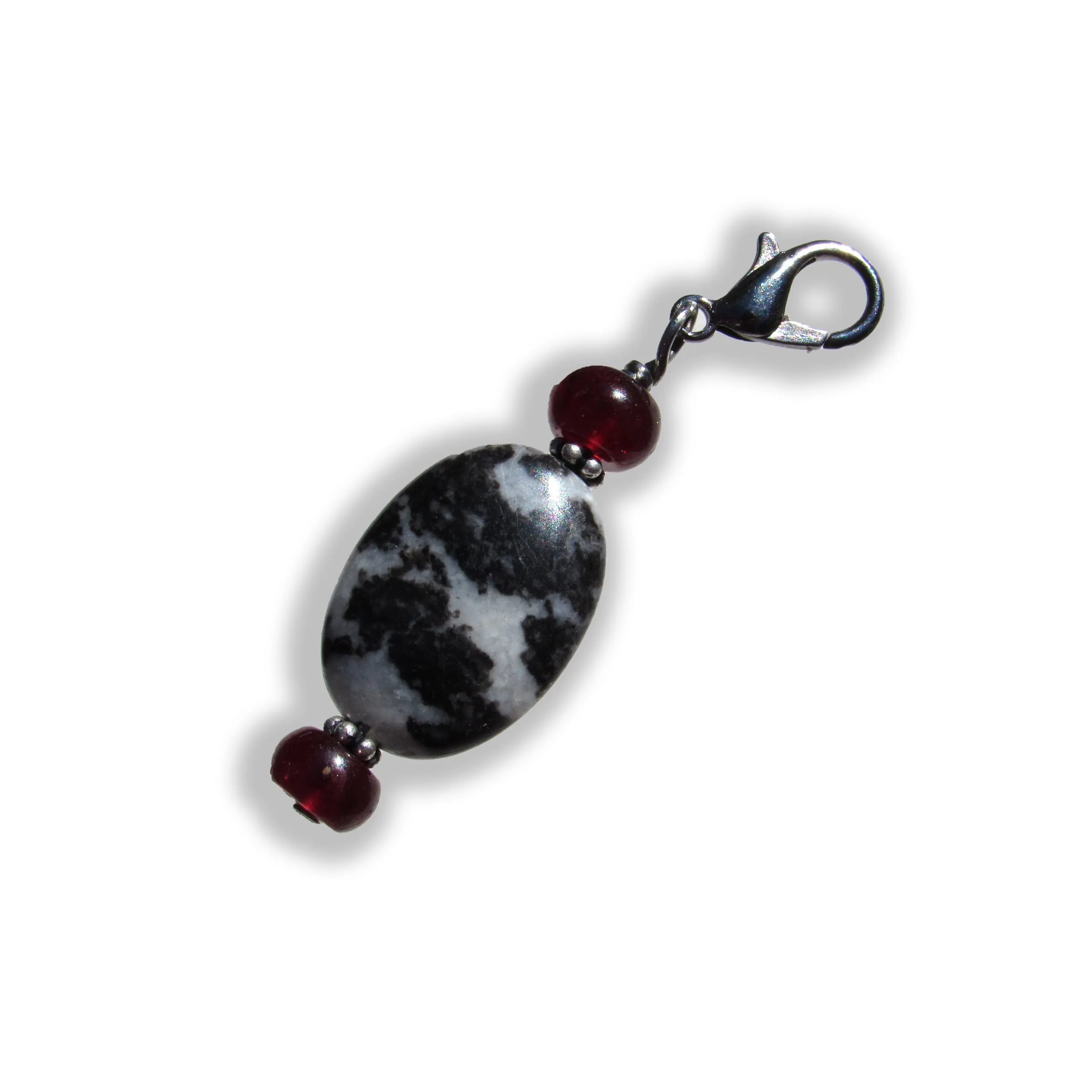 Zebra Jasper and garnet gemstone pet collar charm